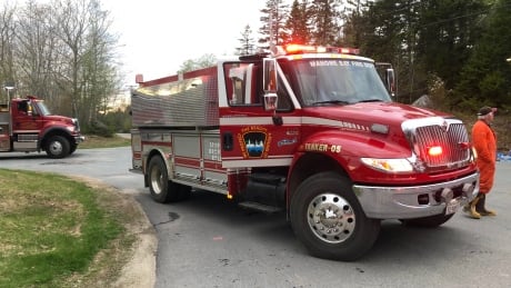 Several fire departments responded to the forest fire near Chester Basin, N.S. forest fire chester basin fire truck mahone bay fire department