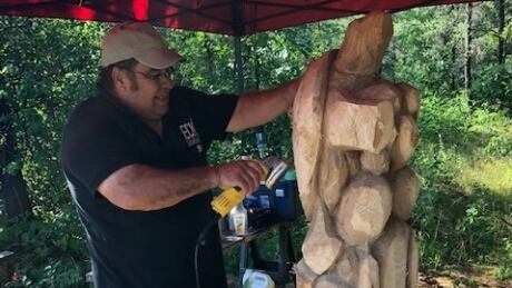 The pandemic has inspired the creative work of Rick Hall, a wood carver originally from Cross Lake First Nation, and his wife Lori Hall who is from Manigotagan. Rick Hall