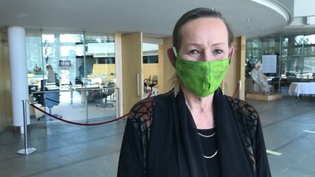 N.W.T. Premier Caroline Cochrane wearing a mask during the COVID-19 pandemic. Photographed on May 29, 2020. N.W.T. Premier Caroline Cochrane wearing mask