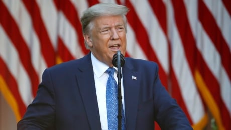 President Donald Trump speaks in the Rose Garden of the White House, Monday, June 1, 2020, in Washington. Trump