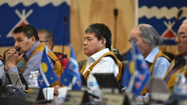 Multiple men sit at a table.