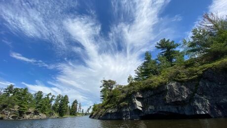 The entrance to French Portage Narrows on the west side of the Aulneau Peninsula, the large land mass in the middle of Lake of the Woods. french-portage-narrows-lakeofthewoods