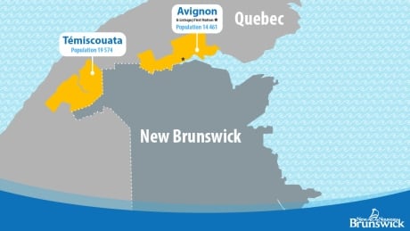 Témiscouata Regional County Municipality has a population of 19,574, while Avignon Regional County Municipality has 14,461 residents, according to figures from the provincial government. 2 Quebec border regions N.B. will bubble with