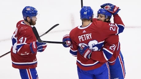 Montreal defenceman Jeff Petry celebrates his third period goal as the Canadiens defeated the Pittsburgh Penguins to take a 2-1 series lead on Wednesday. 1264196302