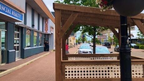 The pods will be used year-round: in winter, they'll be moved to provide seating at outdoor activities like skating. portable dining pod in downtown Summerside