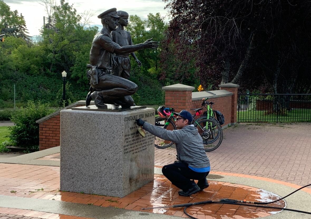 Monuments honouring fallen Edmonton police officers defaced with