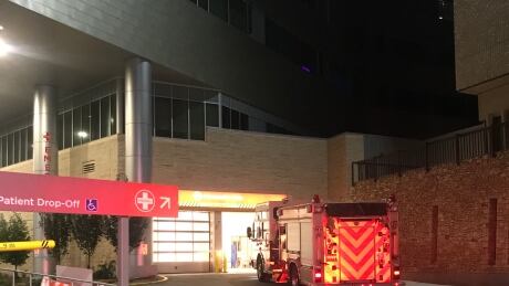 Fire crews respond to the Jim Pattison Children's Hospital on Sunday morning at around 2 a.m. after a man smoking while recieveing oxygen triggered a small explosion at the facility. The man recieved burns to 25 per cent of his upper body and damage estimates are pegged at $1,000. Jim Pattison Children's Hospital Fire