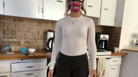 Caitlin Bernier posted this photo of her outfit after she says her manager at Alberta Honda fired her for a dress code violation. The Facebook post has garnered over thousands of shares since it was posted. Caitlin Bernier