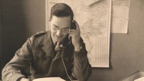 Saint John native Bill Anderson working as a press liaison officer following the end of hostilities in Europe. bill anderson
