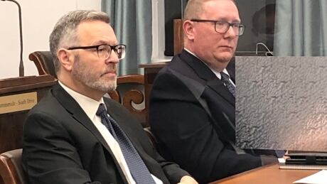 John Brennan, left, and Scott Cudmore of Information Technology/Shared Services both testified Wednesday at a P.E.I. legislative committee hearing in Charlottetown. John Brennan and Scott Cudmore