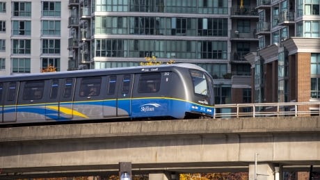 A Skytrain is pictured along the Expo Line in Vancouver, British Columbia on Friday, November 1, 2019. SKYTRAIN