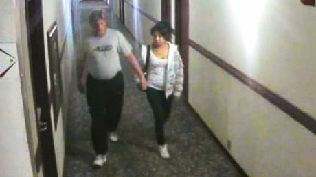 Bradley Barton and Cindy Gladue are captured on surveillance camera leaving Barton's hotel room on the first of two nights they spent together. Barton and Gladue