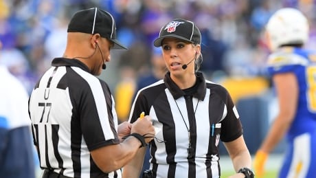 Sarah Thomas, right, was the NFL's first full-time female official and now will be the first female to officiate a Super Bowl. Sarah-Thomas-nfl-referee-151219