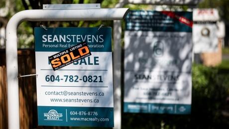 For Sale signs are pictured at a residential home in Vancouver, British Columbia on Monday, May 27, 2019. Housing Dive, Vancouver