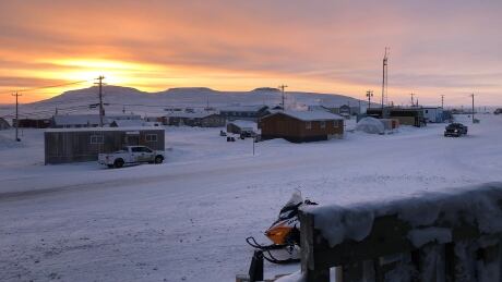 A view of a street in Ulukhaktok. The community has been without reliable internet for eight days, leaving some residents with no way to pay for essential fuel and groceries Ulukhaktok street