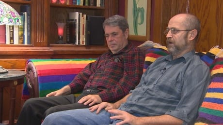 Chris Vogel and Richard North are still fighting to have their 1974 marriage recognized by the Manitoba government. Chris Vogel and Richard North in 2014 CBC story