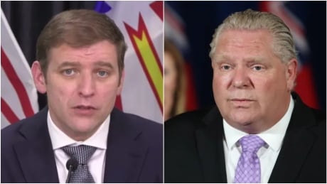 Newfoundland and Labrador Premier Andrew Furey, left, has spoken with Ontario Premier Doug Ford several times offering relief and support to medical personnel in Ontario. Andrew Furey & Doug Ford