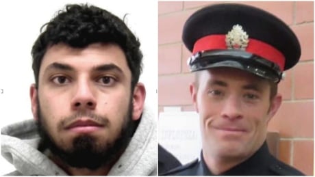 Amir Abdulrahman, left, is charged with first-degree murder of Calgary police officer Sgt. Andrew Harnett who was killed during a traffic stop on New Years Eve. Abdulrahman, Harnett