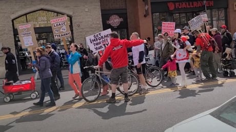 Protesters against public health restrictions gathered at several locations around Calgary over the weekend, including briefly disrupting traffic on 17th Avenue S.W. on Saturday. Calgary anti-mask protest