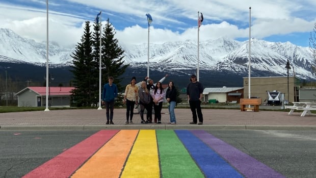 Students celebrate inclusivity in Haines Junction with a rainbow crosswalk