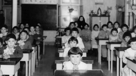 Children in class at the Catholic residential school in Fort George, Que. in 1939. On Monday, Cree leadership laid out seven demands to action, including an acknowledgement of genocide, intergenerational trauma and systemic racism, a provincial pedagogical review and more mental and land-based healing services, among others. Fort George