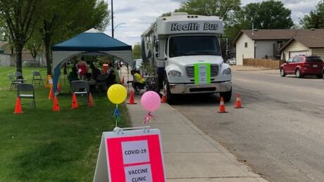 Some vaccines have recently been delivered at roadside in Saskatoon. bus clinic