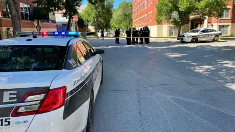 Winnipeg police have cordoned off the area of Young and Balmoral streets, and a nearby school was locked down for a short period. Balmoral and Young shooting