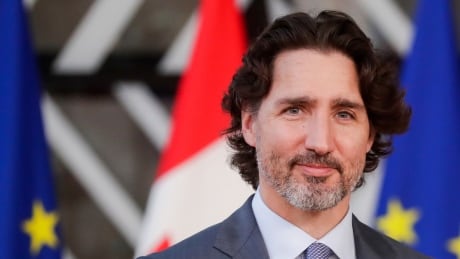 Canada's Prime Minister Justin Trudeau arrives for an EU-Canada summit at the European Council building in Brussels, Monday, June 14, 2021. Belgium EU Canada Summit