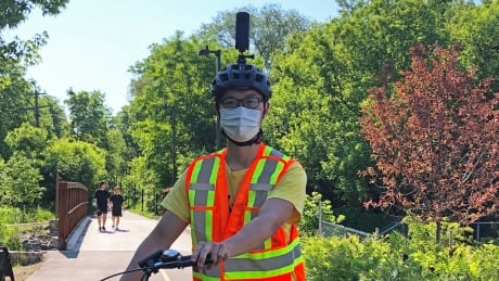 Zhelong Chen is a University of Guelph student working with the City of Kitchener this summer. His role is to capture 360 degree images of the city's parks and trails. Zhelong Chen