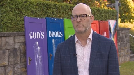 Rev. Dave Moors of Shaughnessy Heights United Church says even if vandals attack an art installation marking Pride Month on church grounds again, staff will do whatever it takes to repair and re-display what Moors says is a symbol of the congregation's love. Shaughnessy Heights United Church