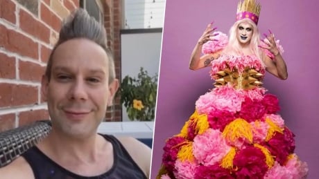 James Insell, seen alongside his drag race persona Jimbo, says he's happy to the LGBTQ+ community flooded with messages of support after T-Bear's Creamery refused to make a custom cake with Jimbo's face on it. wdr jimbo 2021