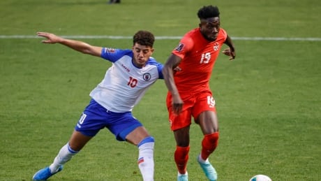 Canada's Alphonso Davies, right, a star left back for Bayern Munich, is one of 12 players
with Gold Cup experience on the team. Alphonso-Davies-15062021