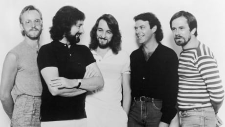 Promotional portrait of the rock band Supertramp, circa 1981. From left: John Helliwell, Rick Davies, Roger Hodgson, Bob Siebenberg and Dougie Thomson. 2481432