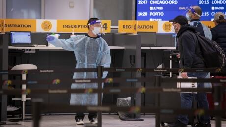 Passengers getting off international flights at Toronto’s Pearson airport are among the first to get mandatory COVID-19 tests Feb.1, 2021. Pearson airport COVID-19 Toronto