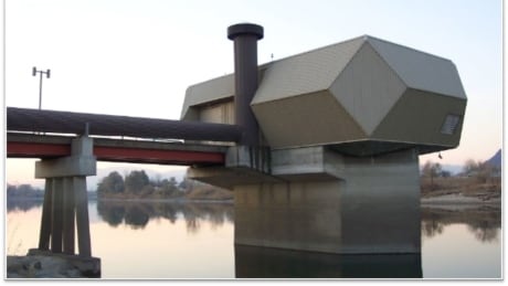 The City of Kamloops' South Thompson Intake Structure for drinking water. Kamloops South Thompson Intake Structure