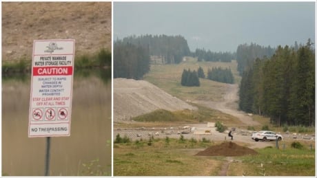 A security guard now sits by land owned by Three Sisters Mountain Village that has been used by residents for decades. canmore tsmv
