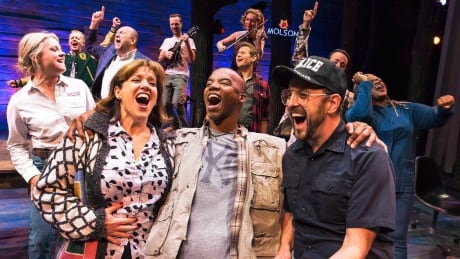 The cast of Come From Away, is shown in a 2016 handout photo. Apple TV Plus says a live taped performance of Come From Away featuring many of the original Broadway cast members, will premiere Sept. 10 on the streaming service. TV Come From Away 20210804