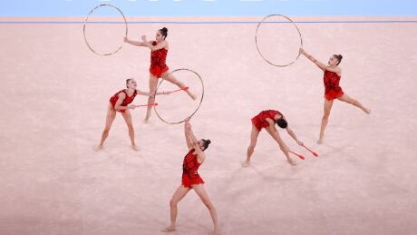 Team Bulgaria competes during the group all-around final at Ariake Gymnastics Centre on Sunday in Tokyo, Japan. Team-Bulgaria-080821