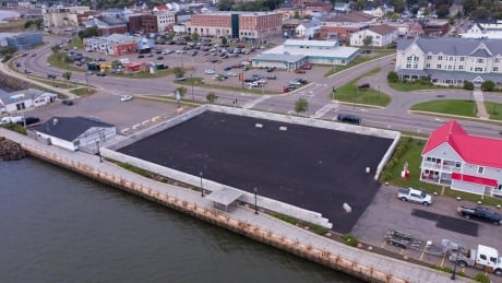 The port of Summerside prepared this wharfside storage site in the summer of 2021 for road salt deliveries by ship. Summerside salt depot