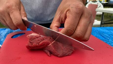 Participants at the workshop learned how to handle, cut and package moose meat. One Spot Camping Ground