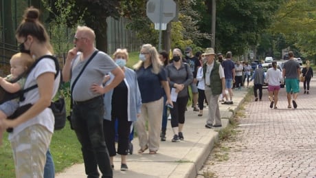 A polling station at Oriole Park Public School, like many across Toronto, had long queues for most of the day, frustrating some voters. Oriole Park Public School