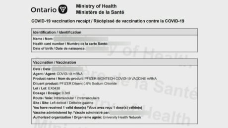 Ontario vaccine certificate