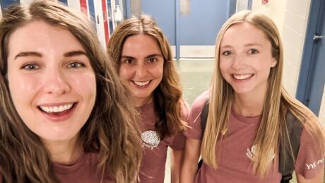 Dr. Rebecca Hay, left, along with two other pediatric residents, were part of a presentation at Calgary junior high schools to destigmatize mental health issues. Rebecca Hay, pediatric resident