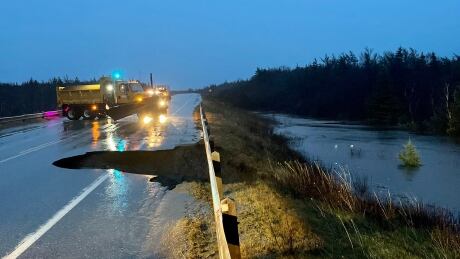 Areas of the Trans-Canada Highway near Doyles and the Codroy Valley are facing washouts due to the storm. Road wash out
