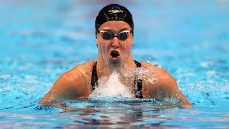 Sydney Pickrem of Canada competes in the women's 200m Individual Medley during day five of the FINA world short-course swimming championships in Abu Dhabi. 1359937566
