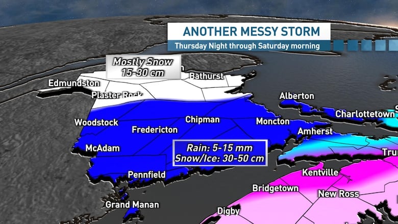 50 cm of snow expected in parts of N.B. from storm beginning 
