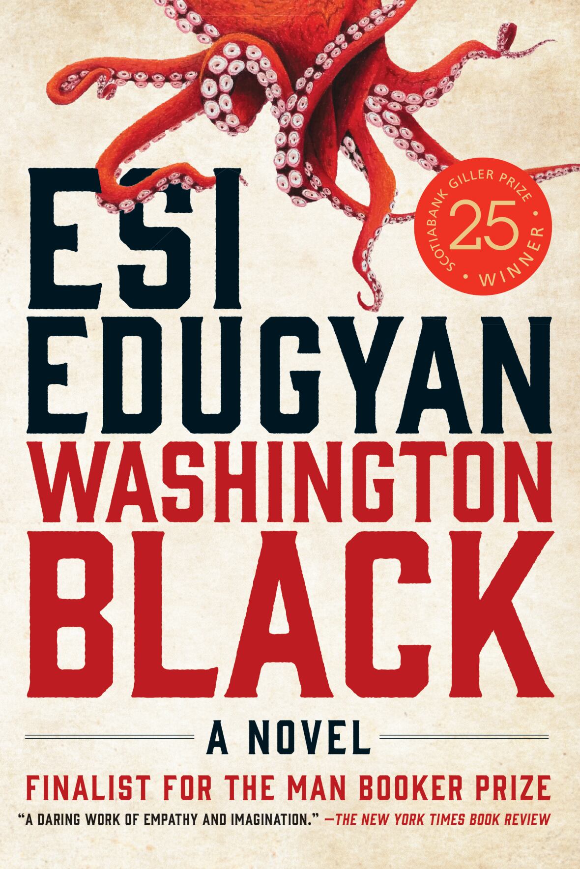 A red and black book cover with a red octopus.