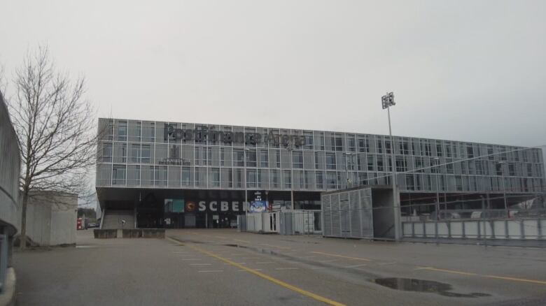 One of Switzerland's emergency shelters to house people fleeing the war in Ukraine has been set up in this arena in urban Bern. Some international students of colour have been housed in shelters like this one for weeks without clear answers about whether they can stay, according to the Global Black Coalition. (Mike Evariste/Global Black Coalition)