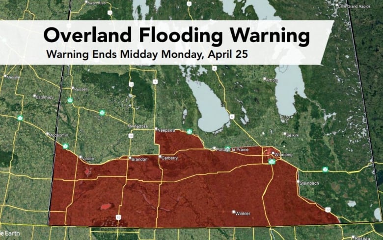 Overland Flood Warning Issued For Southern Manitoba Cbc News 1155