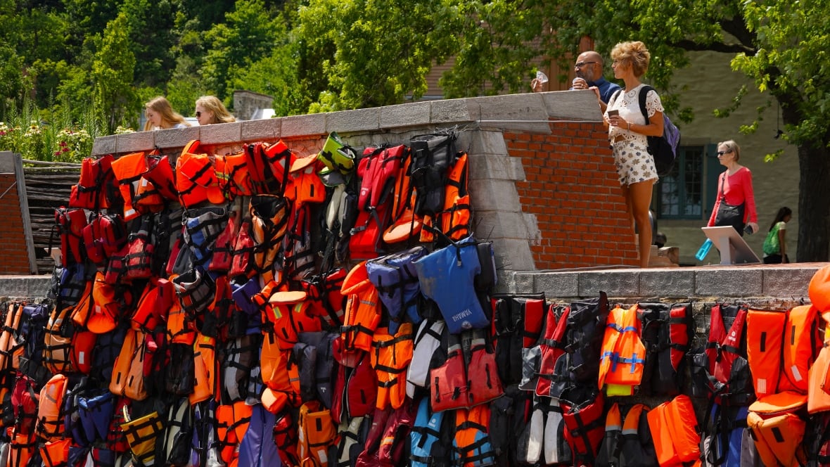 Historic Quebec City site blanketed in life jackets to call attention